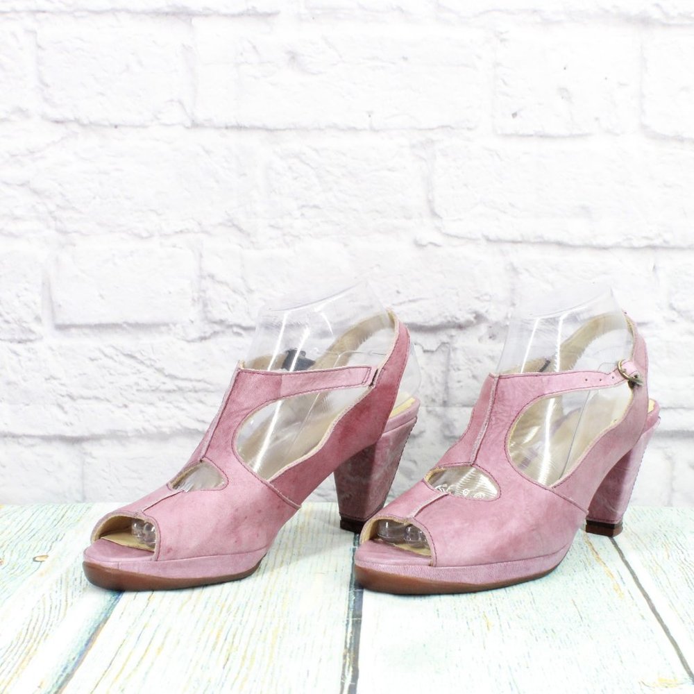 Sergio Tomani Pink Leather Ankle Strap Dress Pump Shoes Size 7.5 - 8 - Picture 2 of 9